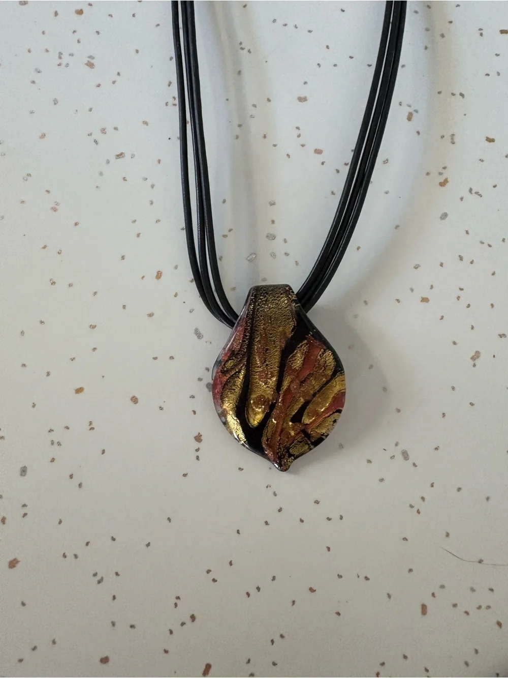 Vintage necklace Bundle- Green Layered Bead Pendant Necklace with Black and gold